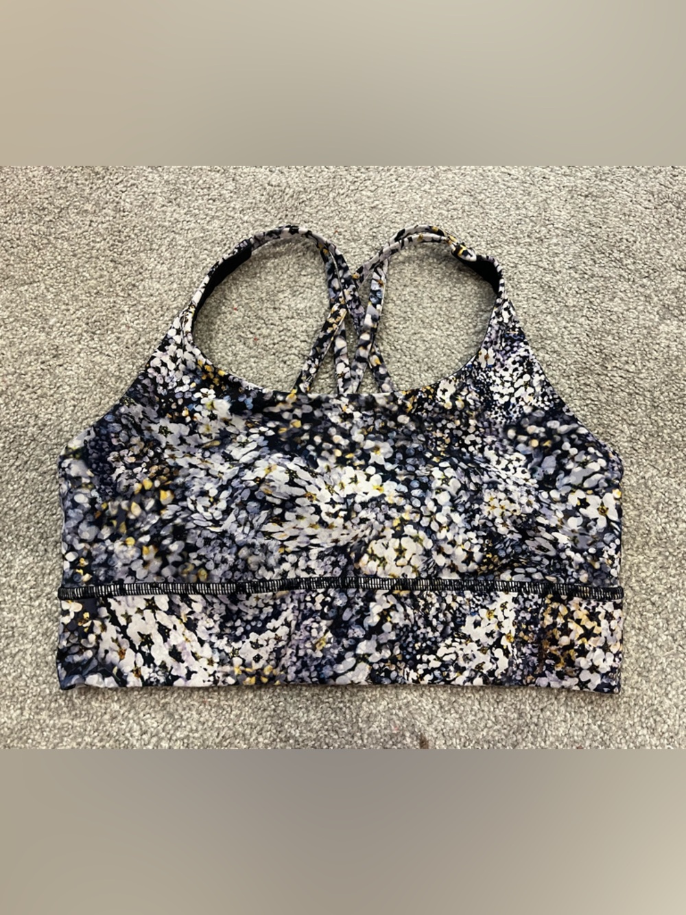lululemon athletica Floral Print Black & White Sports Bra